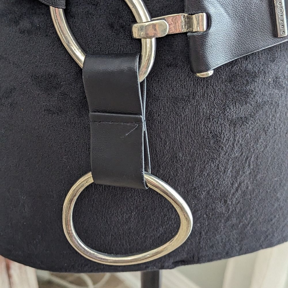 Suzi Roher Chunky Silver Tone and Black Leather Belt 35"- 40" Women - Picture 4 of 8